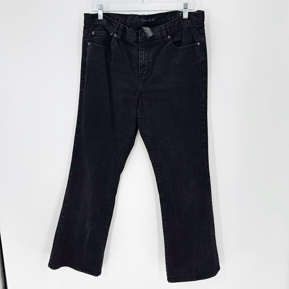 Calvin Klein Black High Waisted Flare Jeans Dress Up Or Down Sz 14